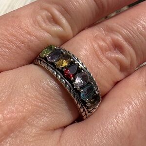 Effy Multicolor Semi-precious Gemstone Sterling Silver Ring - Size 7